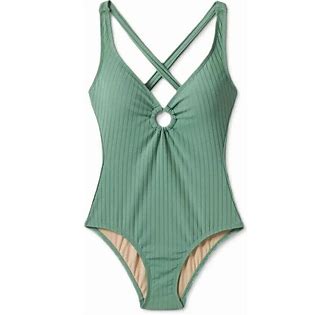 New with tags women's wide ribbed center ring medium coverage one-piece  Kona Sol swimsuit