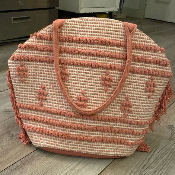 New With Tags Shade & Shore Rose Pink Fringe Tote Handbag
