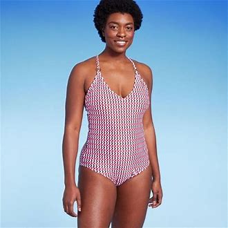 New with tags women's wide ribbed center ring medium coverage one-piece  Kona Sol swimsuit