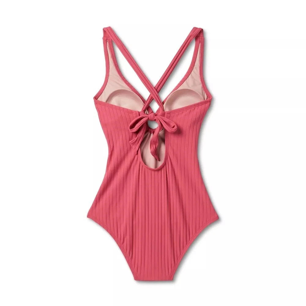 New with tags women's wide ribbed center ring medium coverage one-piece  Kona Sol swimsuit