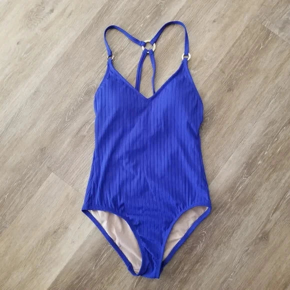 New with tags women's wide ribbed center ring medium coverage one-piece  Kona Sol swimsuit