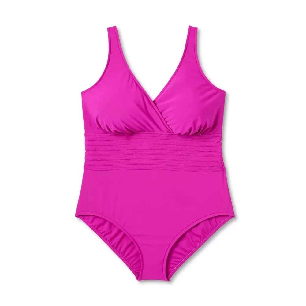Women's UPF 50 waist detail over the Shoulder one piece swimsuit Aqua Green