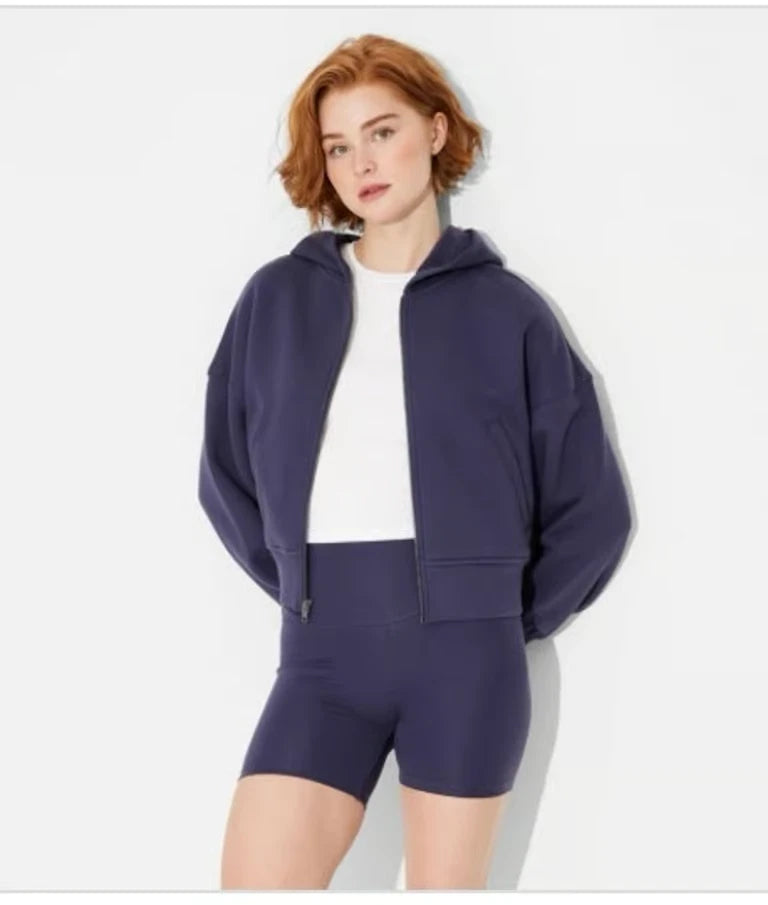 Wild Fable Wedge Zip-Up Hooded Sweatshirt Fleece Front Pocket