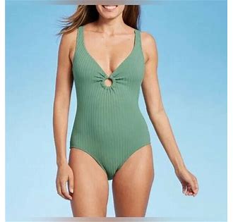 New with tags women's wide ribbed center ring medium coverage one-piece  Kona Sol swimsuit