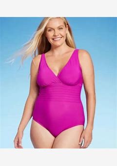 Women's UPF 50 waist detail over the Shoulder one piece swimsuit Aqua Green