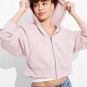 Wild Fable Zip-Up Hooded Sweatshirt Mauve Heavyweight Fleece Front Pocket